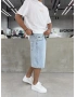 Buz Mavi C Nakış Bol Kalıp Baggy Şort