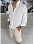 Beyaz Premium Gobiş Oversize Gömlek