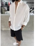Beyaz Modal Oversize Gömlek