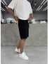 Siyah Gabardin Basic Bol Kalıp Şort