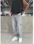 Gri Cebi Nakış Bol Kalıp Baggy Jean