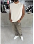 Krem 4 Baskılı Oversize Atlet