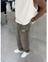 Kahve Cebi Nakış Bol Kalıp Baggy Jean