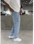 Buz Mavi Dikiş Detay Baggy Jean