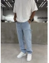 Buz Mavi Dikiş Detay Baggy Jean