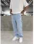 Buz Mavi Dikiş Detay Baggy Jean