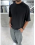 Siyah 7 Baskı Oversize T-Shirt