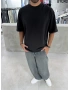 Siyah 7 Baskı Oversize T-Shirt