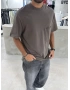 Kahve Cep Detay Oversize T-Shirt