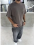 Kahve Cep Detay Oversize T-Shirt