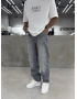 Gri Eskitme Yırtık Effect Baggy Jean