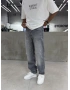 Gri Eskitme Yırtık Effect Baggy Jean