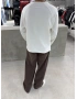 Beyaz Kesik Yaka Oversize Sweat