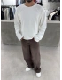 Beyaz Kesik Yaka Oversize Sweat