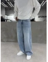 Mavi Yıkamalı Süper Baggy Jean