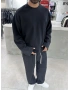 Siyah Premium Fitilli Oversize Eşofman Takım