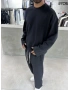 Siyah Premium Fitilli Oversize Eşofman Takım