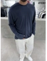 Lacivert Pamuk İnce Basic Sweat