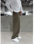 Haki Düğme Detay Bol Kalıp Baggy