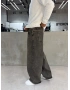 Kahve Eskitme Süper Baggy Jean