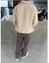 Krem Ekose Detaylı Oversize Trençkot