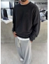 Day Siyah Yıkamalı Oversize Bisiklet Yaka Sweat