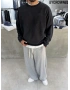 Day Siyah Yıkamalı Oversize Bisiklet Yaka Sweat
