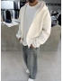 Beyaz Panda Oversize Basic Hırka