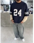 Lacivert 24 Baskılı Oversize Sweat