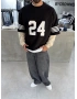 Siyah 24 Baskılı Oversize Sweat