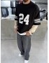 Siyah 24 Baskılı Oversize Sweat