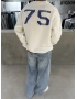 Beyaz Miami Yıkamalı Oversize Sweat