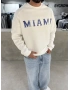 Beyaz Miami Yıkamalı Oversize Sweat