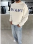 Beyaz Miami Yıkamalı Oversize Sweat