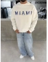 Beyaz Miami Yıkamalı Oversize Sweat