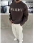 Kahve Miami Yıkamalı Oversize Sweat