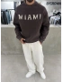Kahve Miami Yıkamalı Oversize Sweat