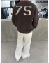 Kahve Miami Yıkamalı Oversize Sweat
