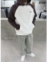 Kahve Yıkamalı Blok Oversize Sweat