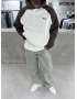 Kahve Yıkamalı Blok Oversize Sweat