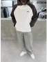 Kahve Yıkamalı Blok Oversize Sweat