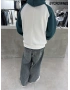 Yeşil Yıkamalı Blok Oversize Sweat