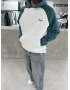 Yeşil Yıkamalı Blok Oversize Sweat