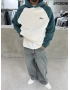 Yeşil Yıkamalı Blok Oversize Sweat