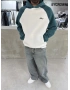 Yeşil Yıkamalı Blok Oversize Sweat