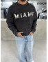 Siyah Miami Yıkamalı Oversize Sweat
