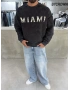 Siyah Miami Yıkamalı Oversize Sweat