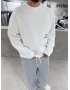 Beyaz Yıkamalı Oversıze Sweat