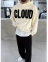 Krem Cloud Baskılı Oversize Sweat
