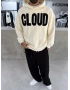 Krem Cloud Baskılı Oversize Sweat
